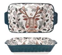 Bandeja Horno Ceramica, 22,5 x 12,5 cm, Platos para Lasaña, Plato Hornear Ceramica con Asas, Fuente para Horno Pequeña, Molde Rectangular, para Lasañas, Pasteles, Tapas y Más