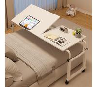 Bandeja Inclinable para Laptop con Altura Y Longitud Ajustables, Estructura Ajustable, Mesa con Ruedas De Noche Tamaño Queen/King(White)