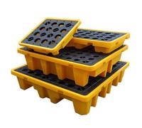 Bandeja industrial de contención de derrames de petróleo, amarillo, 45 L, bandeja modular de contención de derrames para monitoreo de aceite de tambor, 72 x 72 x 16 cm, plataforma robusta para