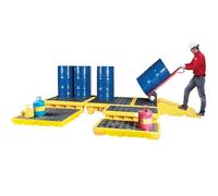 Bandeja industrial para derrames de aceite, 1 palé de contención de tambor amarillo con plataforma modular de drenaje para garaje y sótano, capacidad de 4 L, solución de prevención de derrames de 33 x