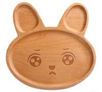 Bandeja japonesa de madera con minimalismo nórdico y patrón de conejo ilustrado a mano para servicio diario de mesa (C)