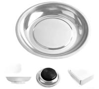 Bandeja magnética de acero inoxidable para reparación de automóviles, organizador de herramientas magnético fuerte con base de goma de 16,5 cm