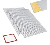 Bandeja manual para hornear milhojas con almohadilla de silicona, bandeja perforada multiusos, rectangular antiadherente de dos capas para pan, carne, postres y panadería(2mm)