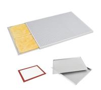Bandeja manual para hornear milhojas, láminas rectangulares de hojaldre con almohadilla de silicona, bandeja multiusos, perforada de aleación de aluminio para pan, postres y panadería(2mm)