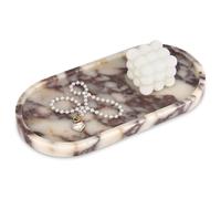 Bandeja Mármol Calacatta Viola Bandeja Ovalada Portaobjetos Baño Moderno Decoraciones Vaciabolsillos Entrada Organización para Velas Perfumes Cocina Tejidos Jabón Champú Cosméticos 30 x 15 cm