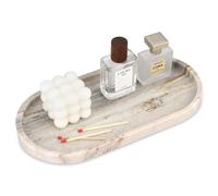 Bandeja Mármol Ovalada Bandeja Portaobjetos Baño Moderno Decoraciones Vaciabolsillos Entrada Organización para Velas Perfumes Cocina Tejidos Jabón Champú Cosméticos Viva Jade 30 x 15 cm