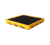 Bandeja modular de almacenamiento apilable para contenedores de derrames para medios tambores con acceso a carretilla elevadora, plataforma extraíble para tambores de aceite industriales, ideal para