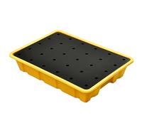 Bandeja modular de contención de derrames, bandeja apilable para derrames de aceite con rejilla plana para una gestión eficaz del medio ambiente, polietileno duradero, 66,5 x 37 x 10 cm