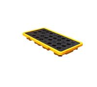 Bandeja modular de contención de derrames de tambor de aceite de 80 L con bolsillos de drenaje y carretilla elevadora, plataforma de derrames para productos químicos y cubos de pintura, rejilla