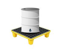 Bandeja modular de contención de derrames, plataforma de 60x60x15 cm para tanques de petróleo con rejilla, paletas antiderrame para una gestión segura de derrames de petróleo y protección ambiental.