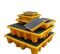 Bandeja modular de contención de derrames, plataforma de tambor de aceite resistente, paletas antifugas para un almacenamiento seguro de líquidos peligrosos y soluciones eficientes de gestión de