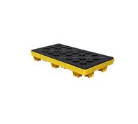 Bandeja modular de goteo de aceite, capacidad de 90 L, con sistema de drenaje, rejilla industrial para cubos de productos químicos y pintura, para carretillas elevadoras