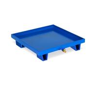 Bandeja modular de metal de acero para carretillas elevadoras, más duradera y robusta que las paletas de plástico (azul, 65 x 65 x 15 cm)