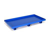 Bandeja modular de metal de acero para carretillas elevadoras, más duradera y robusta que las paletas de plástico (azul, 125 x 65 x 15 cm)