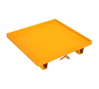 Bandeja modular de metal de acero para carretillas elevadoras, más duradera y robusta que las paletas de plástico (amarillo, 65 x 65 x 15 cm)