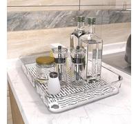 Bandeja multiusos para servir de cocina con tabla de drenaje plana para tazas de frutas y verduras, material de polipropileno, ahorra espacio, 30 x 17 x 0,2 cm, 38 x 24 x ,2 cm, transparente/gris