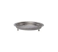 Bandeja Nadia, de latón, en Color Plateado, de Estilo Oriental, 27 cm | Ofrece una superficie elevada para servir té y transportar lo dispuesto sobre ella. La variante presenta un tono plateado.