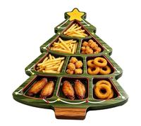 Bandeja Navideña para Servir Linda Fuente Dividida para Postres Frutas y | Plato de Madera para Picoteo Para queso frutos secos aperitivos fiesta navideña reunión familiar mesa de comed Do