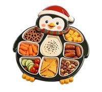 Bandeja Navideña para Servir Linda Fuente Dividida para Postres Frutas y | Tabla Navideña de Embutidos Para queso frutos secos aperitivos fiesta navideña reunión familiar mesa de comedo I