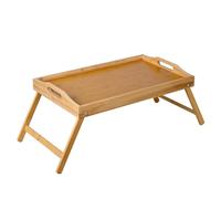 Bandeja o Mesa para Cama de Madera de bambú Auxiliar Plegable | Mesa Desayuno Auxiliar portátil para Cama o sofá, Bandeja con Asas Laterales, Ideal para Comer | Diseño Natural y Resistente