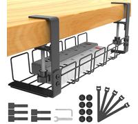 Bandeja de gestión de cables para debajo del escritorio, sin taladro, cesta de cables de mesa para regletas y cables, sin tornillos, abrazadera organizadora de alambre para el hogar, oficina, cocina y