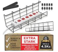 Bandeja Organizadora Cables para Debajo de la Mesa o Escritorio - Organiza sin Nudos los Cables de tu Ordenador - Para Hogar u Oficina (Negro - Set de 2x 40,5cm)