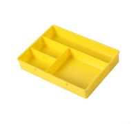 Bandeja organizadora de cajones de escritorio de polipropileno con cuatro rejillas separadas para una clasificación eficiente de bolígrafos, clips de papel y accesorios pequeños (amarillo)