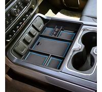 Bandeja organizadora de consola central compatible con Chevy Silverado/GMC Sierra 1500/2500/3500HD 2014-2018, 15-19 Silverado/Sierra 2500HD/3500HD compartimento de accesorios, consola completa con asientos de cubo, azul