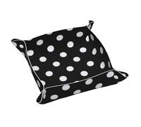 Bandeja organizadora de cuero con estampado de puntos grandes en blanco y negro, para entrada, mesa, joyas, llaves de reloj