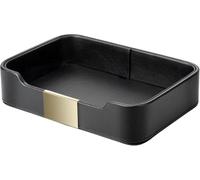 Bandeja Organizadora De Escritorio De Cuero Negro: Elegante Bandeja Multiusos para La Entrada, Joyas, Relojes, Llaves, Teléfono Y Cartera. La Solución De Black 21 x 14 x 5 cm