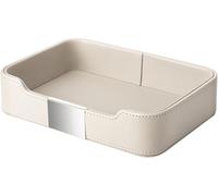 Bandeja Organizadora De Escritorio De Cuero Negro: Elegante Bandeja Multiusos para La Entrada, Joyas, Relojes, Llaves, Teléfono Y Cartera. Grey (Silvery Metal) 21 x 14 x 5 cm