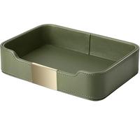Bandeja Organizadora De Escritorio De Cuero Negro: Elegante Bandeja Multiusos para La Entrada, Joyas, Relojes, Llaves, Teléfono Y Cartera. La Solución De Green 21 x 14 x 5 cm
