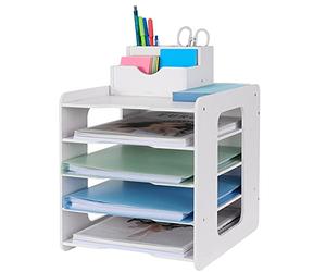 Bandeja organizadora de papel para cartas, organizador de escritorio, soporte de documentos A4, bandejas de archivo de papel para el hogar, oficina, escuela (5 niveles)