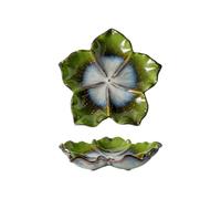 Bandeja organizadora de tocador, K | Plato de cerámica con diseño de flores para joyas, aretes, pulseras, gafas, almacenamiento de mesita de noche