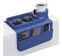 Bandeja organizadora para brazo de sofá, portavasos de silicona antiderrames, carrito para sofá antideslizante, bolsillo de almacenamiento lateral para teléfono, control remoto de café | Práctico sopo