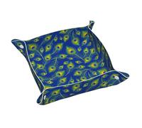 Bandeja organizadora portátil de Escritorio con diseño de Plumas de Pavo Real Verdes para Llaves, Cartera y Reloj.