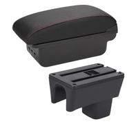 Bandeja organizadora reposabrazos Accesorios Para Reposabrazos Coche Para Suzuki Para Swift 2005 2006 2007 2008 2009 2010 2011 2012 2013 2014-2024(B1 Negro rojo 3USB)