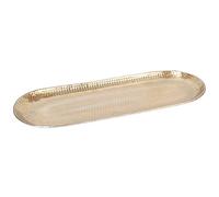 Bandeja oriental de aluminio Ilnur de 45 cm, bandeja de té marroquí en color dorado, bandeja de oro oriental (bandeja Ilnur dorado, ovalada 45 cm)