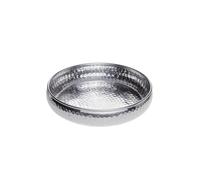 Bandeja Oriental de Metal Fidan, 34 cm, Color Plata | La bandeja de aluminio hecha a mano Fidan ofrece 34 cm de diámetro, un borde de 7 cm de alto y adornos orientales.