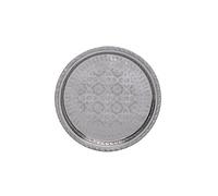 Marrakesch Orient & Mediterran Interior Bandeja oriental redonda hecha de latón Nadia 27cm - Bandeja de té marroquí en el color plata - Decoración oriental en la mesa de servicio