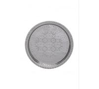 Bandeja Oriental Redonda Hecha de latón Nadia 32cm - Bandeja de té marroquí en el Color Plata - Decoración Oriental en la Mesa de Servicio