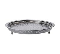 Bandeja oriental redonda hecha de latón Nadia 37cm - Bandeja de té marroquí en el color plata - Decoración oriental en la mesa de servicio