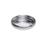 Bandeja Oriental Redonda Hecha de Metal Fidan 34cm - Bandeja de té marroquí en el Color Plata - Decoración Oriental en la Mesa de Servicio