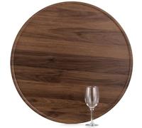 Bandeja otomana Extra Grande para Servir: Hanobe Redonda de Madera de Nogal, Bandeja Decorativa de Mesa de café, círculo rústico, decoración del hogar para Sala de Estar, 56 cm