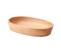 Bandeja ovalada de madera, madera de caucho natural, plato en forma de barco para aperitivos, frutas, ensaladas, sushi, borde liso hecho a mano, para cenas en casa (E)