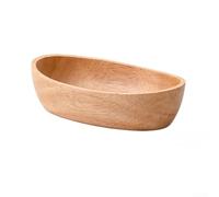 Bandeja ovalada de madera para servir en forma de barco, cuenco de madera de goma para aperitivos, frutas, sushi, platos de fiesta, marrón (A)