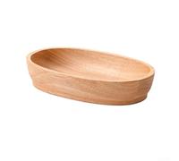 Bandeja ovalada de madera para servir, madera de caucho natural, plato en forma de barco para aperitivos, frutas, ensaladas, sushi, borde liso hecho a mano, para cenas en casa (D)