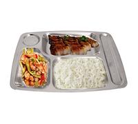 Bandeja para almuerzo, plato de comida de 4/5/6 secciones, contenedor dividido de acero inoxidable
