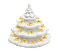 Bandeja para árbol de Navidad, para servir con huevos a la diabla, vajilla de 4 niveles, 26 agujeros con función robusta para alimentos, fiesta, boda, barbacoa, picnic al aire libre, uso