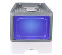 Bandeja para arena de gatos automática con controladores de arena extraíbles, asa de transporte y pala, desinfección UV, bandeja para arena cerrada, caseta sanitaria, 48 x 37 x 38 cm